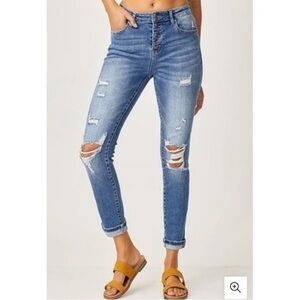 New ▶️ Risen Jeans ◀️ Button Fly Vintage Skinny Mid Rise Size 25 / 1
